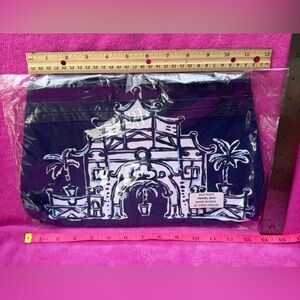 Dana Gibson Silk Road Navy Blue & White Canvas Zipper Pouch